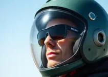 capacete aberto com óculos de grau ou de sol