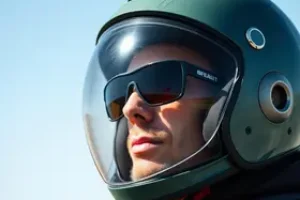 capacete aberto com óculos de grau ou de sol